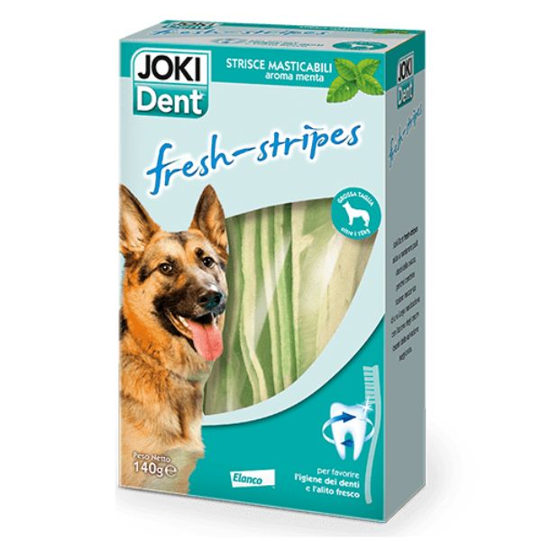 Joki dent fresh-stripes strisce masticabili contro la placca elanco - large 140 gr - spedizione gratis 1° ordine + scegli lo sconto bzr5 / bzr20