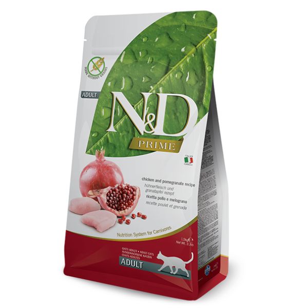 Farmina n&d prime feline grain free adult pollo e melograno - 1,5 kg - croccantini per gatti - spedizione gratis 1° ordine + scegli lo sconto bzr5 / b