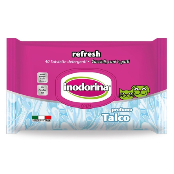 Inodorina refresh salviette detergenti - 40 pz - talco - spedizione gratis 1° ordine + scegli lo sconto bzr5 / bzr20