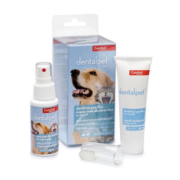 Candioli pharma dentalpet igiene orale - kit (tubo da 50 ml + spray 50 ml + 1 ditale) - spedizione gratis 1° ordine + scegli lo sconto bzr5 / bzr20