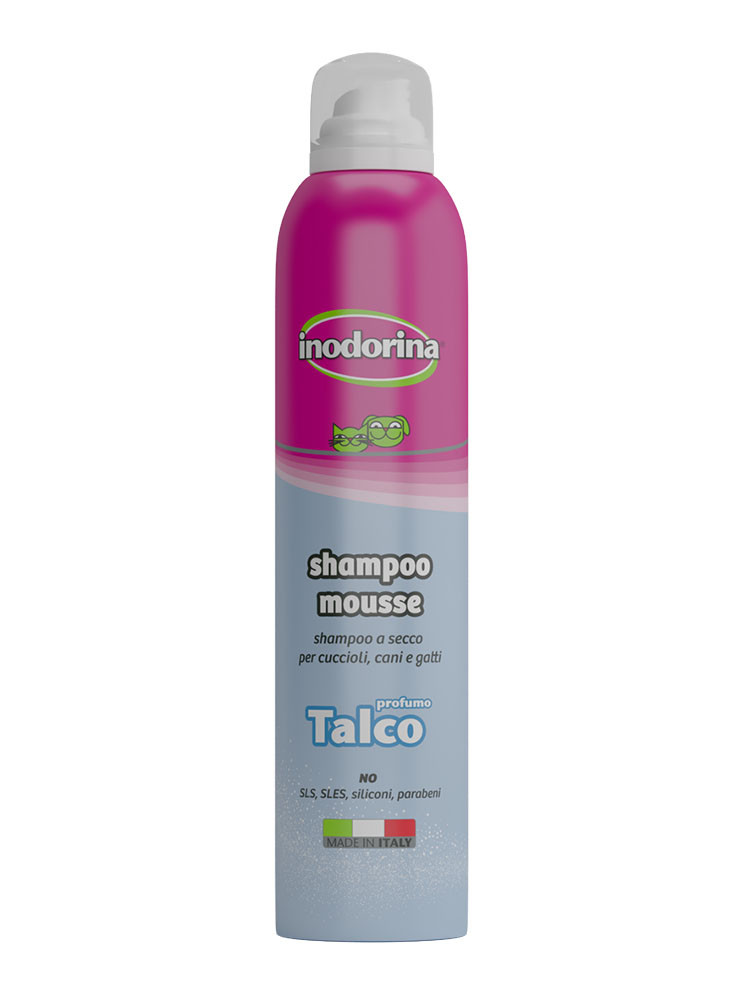 Inodorina shampoo mousse a secco  - 300 ml - talco - spedizione gratis 1° ordine + scegli lo sconto bzr5 / bzr20