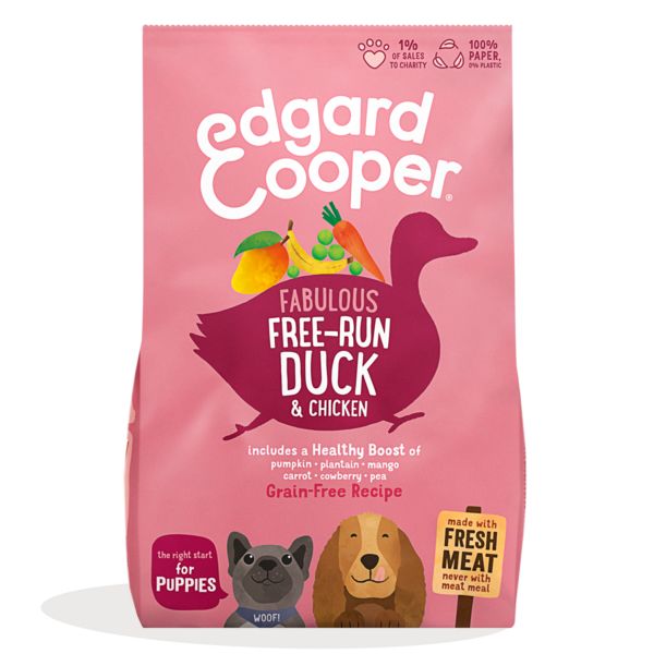 Edgard & cooper puppy grain free anatra e pollo - 2,5 kg - croccantini per cani - spedizione gratis 1° ordine + scegli lo sconto bzr5 / bzr20