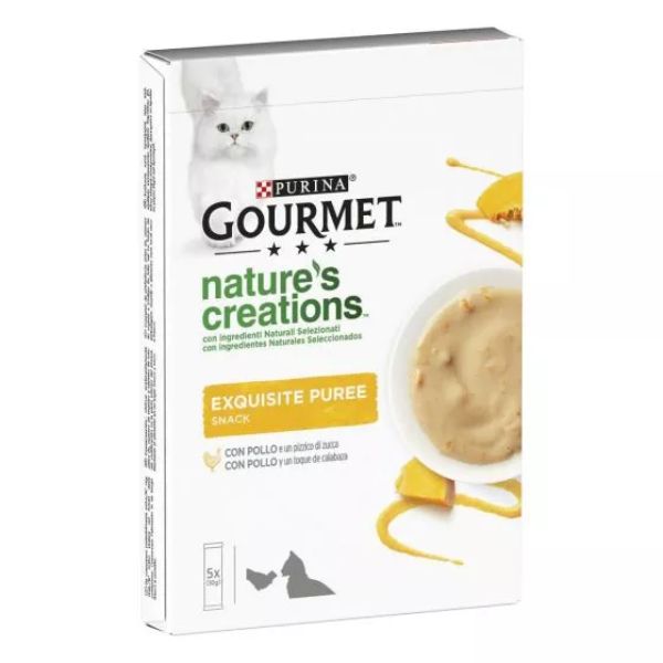 Purina gourmet nature's creations exquisite puree snack per gatti 5 x 10 g - pollo e zucca - spedizione gratis 1° ordine + scegli lo sconto bzr5 / bzr