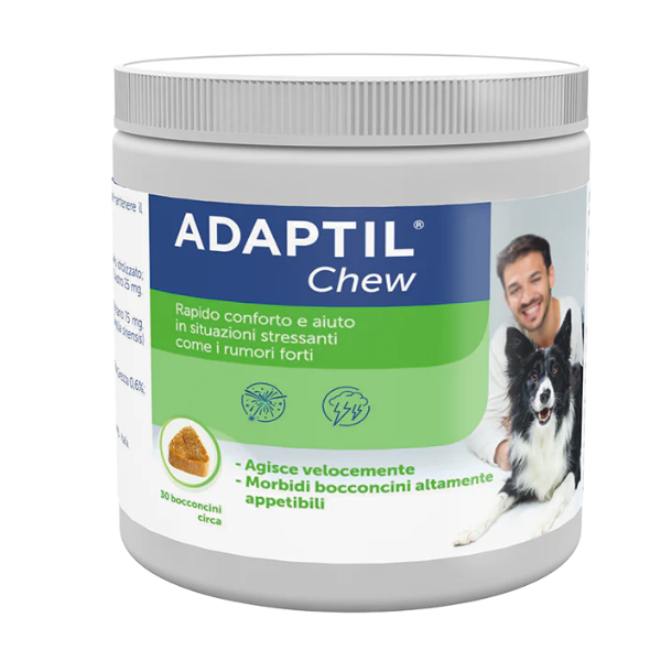 Adaptil chew snack per cani antiansia - 30 bocconcini - spedizione gratis 1° ordine + scegli lo sconto bzr5 / bzr20