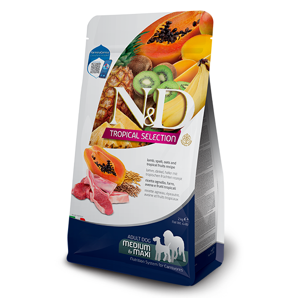 Farmina n&d tropical dog adult medium/maxi low grain agnello e frutta tropicale - 10 kg - croccantini per cani - spedizione gratis 1° ordine + scegli