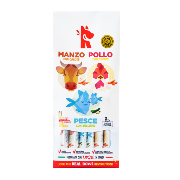 Real bowl dog all breeds grain free multipack 7x150 gr - mix - umido monoproteico cane - spedizione gratis 1° ordine + scegli lo sconto bzr5 / bzr20