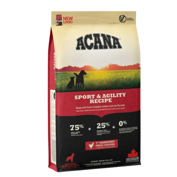 Acana adult sport e agility grain free pollo - 11,4 kg - croccantini per cani - spedizione gratis 1° ordine + scegli lo sconto bzr5 / bzr20