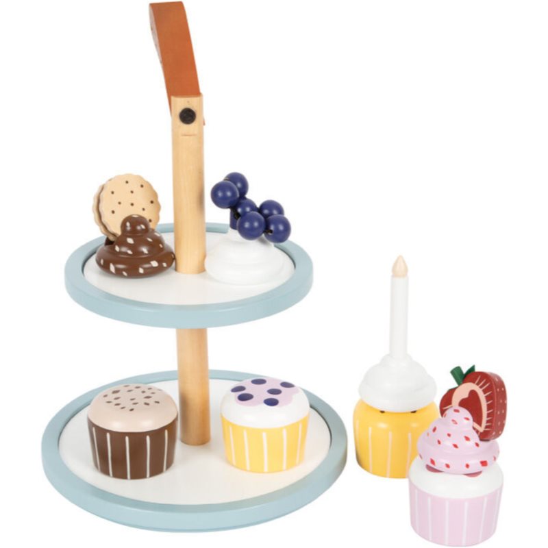 Small Foot Tasty Cupcake Display Tray Set Di Giocattoli In Legno 3 Y+ 13 Pz