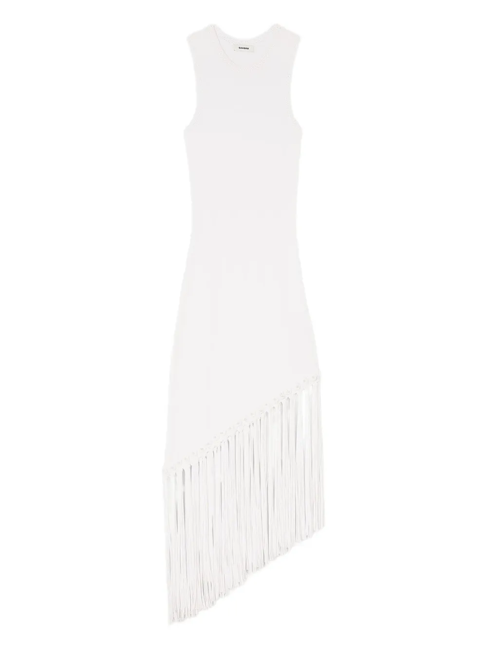 SANDRO crochet-knit fringed dress - Bianco