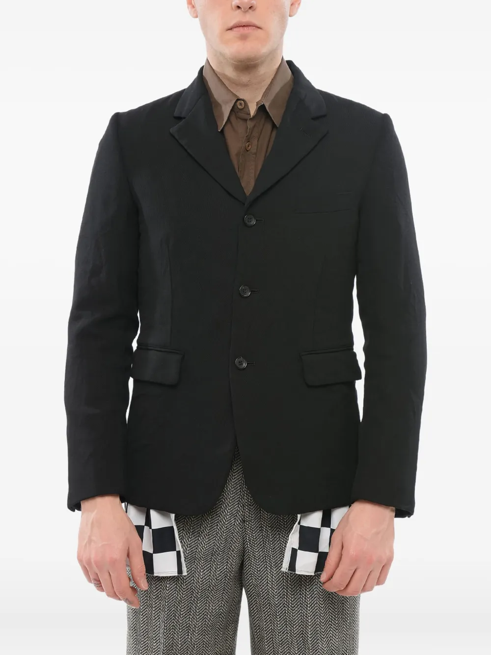 Comme Des Garçons checkered-detail double-layered blazer - Nero