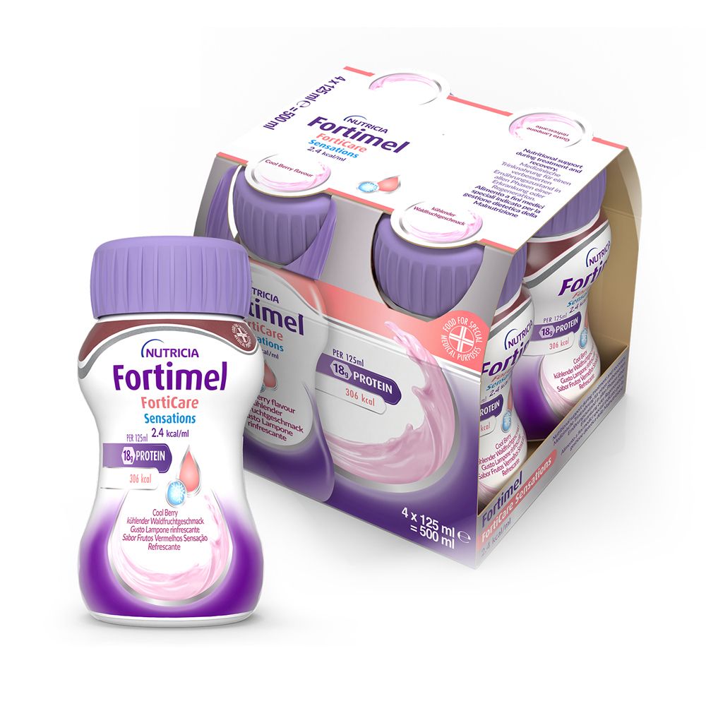 Nutricia Fortimel Forticare Sensations, Lampone Rinfrescante, 4x125ml