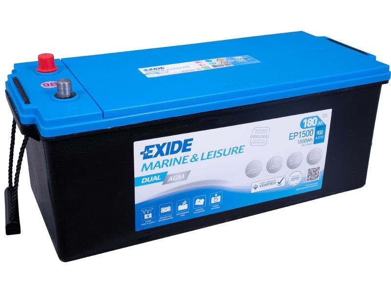 Batteria Exide Dual AGM 12 V 180 Ah per avviamento e servizi EP1500