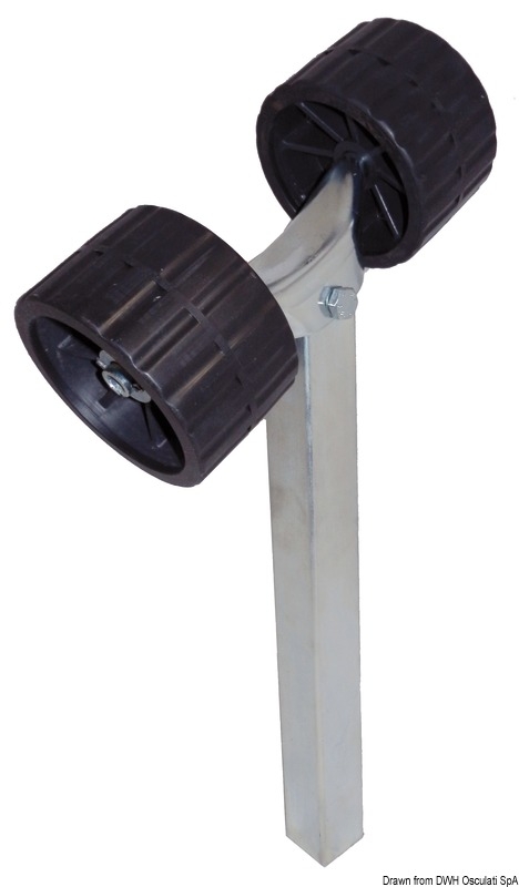 Staffa con 2 rulli laterale basculante Ø 120 mm.