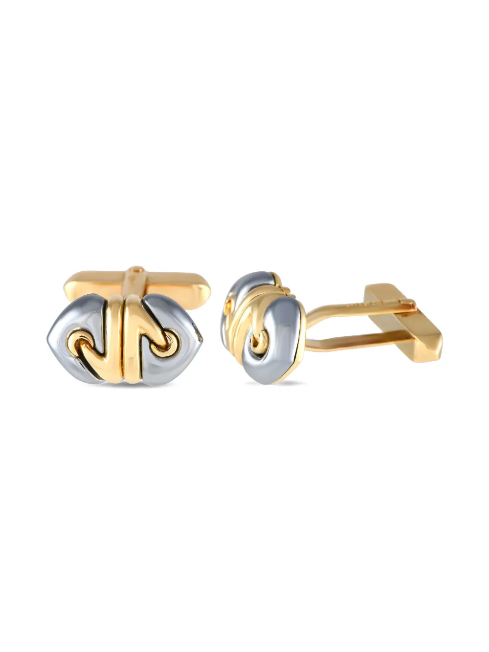 Bvlgari Pre-Owned 18K yellow gold Doppio Cuore hematite cufflinks - Oro