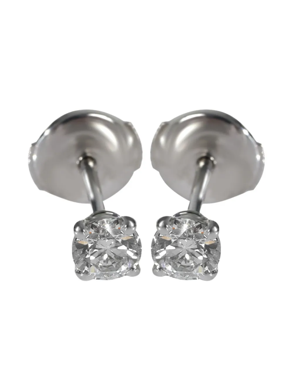 Cartier 18K white gold diamond solitaire stud earrings - Argento