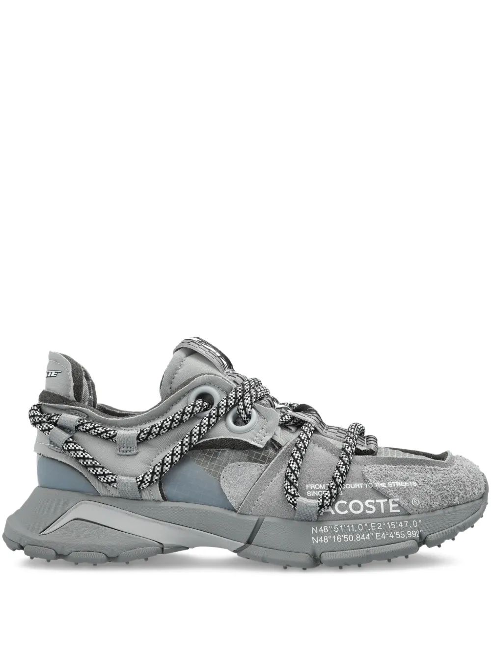 Lacoste L003 multi-texture lace-up sneakers - Grigio