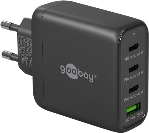 Goobay Caricabatterie Rapido Usb-C Pd Multiport 4 Porte (68W)/1X Usb-A 3X Usb-C Input/Power Delivery/Alimentazione Cavi Ricarica Iphone, Altri Telefon