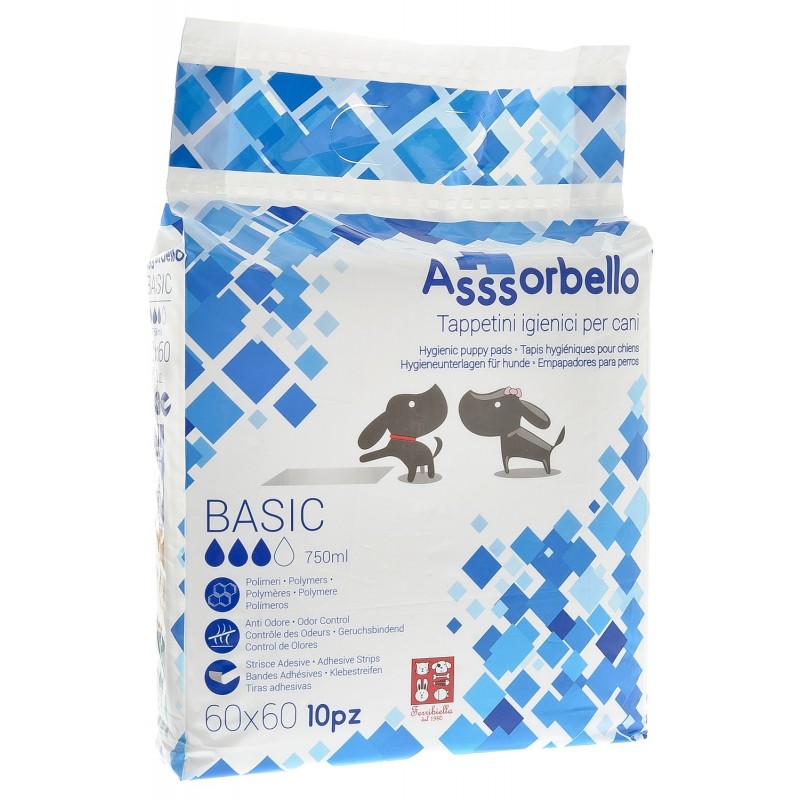 Tappetini igienici assorbello basic ferribiella - 60x60 cm - 10 pezzi - spedizione gratis 1° ordine + scegli lo sconto bzr5 / bzr20