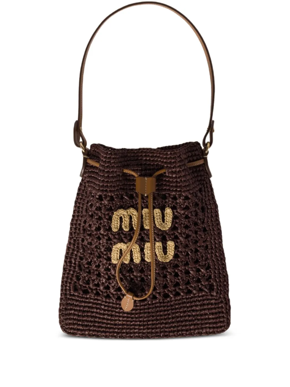 Miu Miu mini crochet bucket bag - Marrone