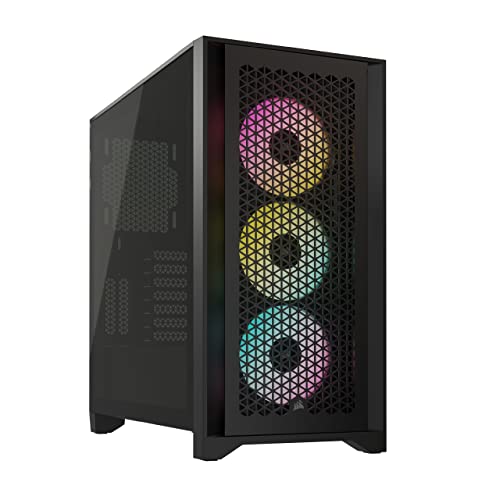Corsair Icue 4000D Rgb Airflow Mid-Tower Case - High Air -Flow - Sistema Di Gestione Dei Cavi - Tre Ventole Af120 Rgb Elite Incluse E Controller Icue