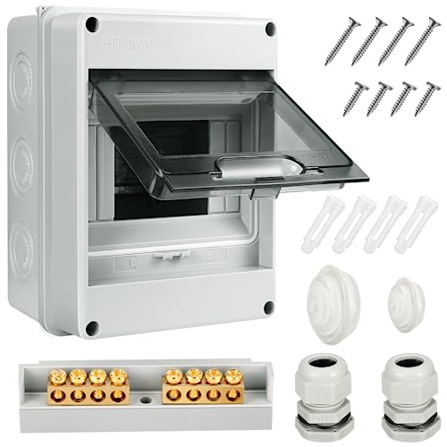 Verteilerkasten Aufputz,Ip65 Waterproof Sicherungskasten Aufputz,Mit Messingklemmen, Unterverteilung Aufputz 1 Reihig Für 5 8 12 Modules, Für Garten O