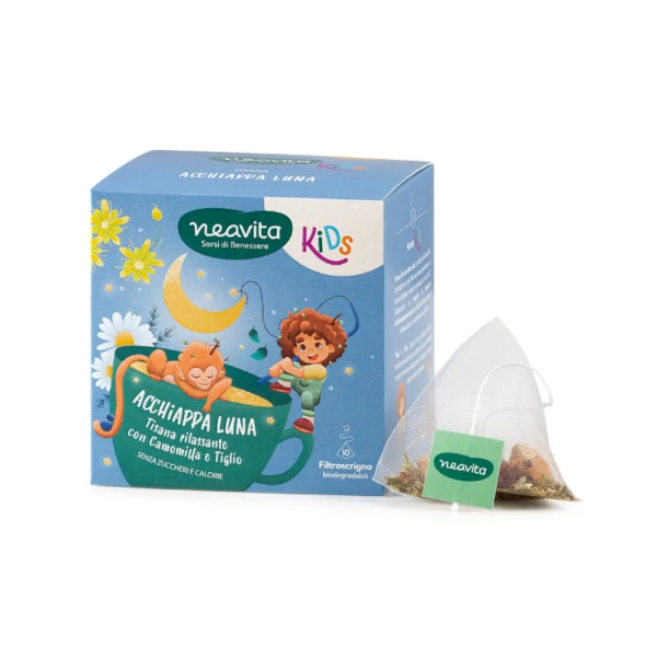 Neavita Kids - Acchiappa Luna Tisana Distensiva Con Camomilla E Tiglio Per Bambini Dai 3 Anni, 10 FiltroScrigno