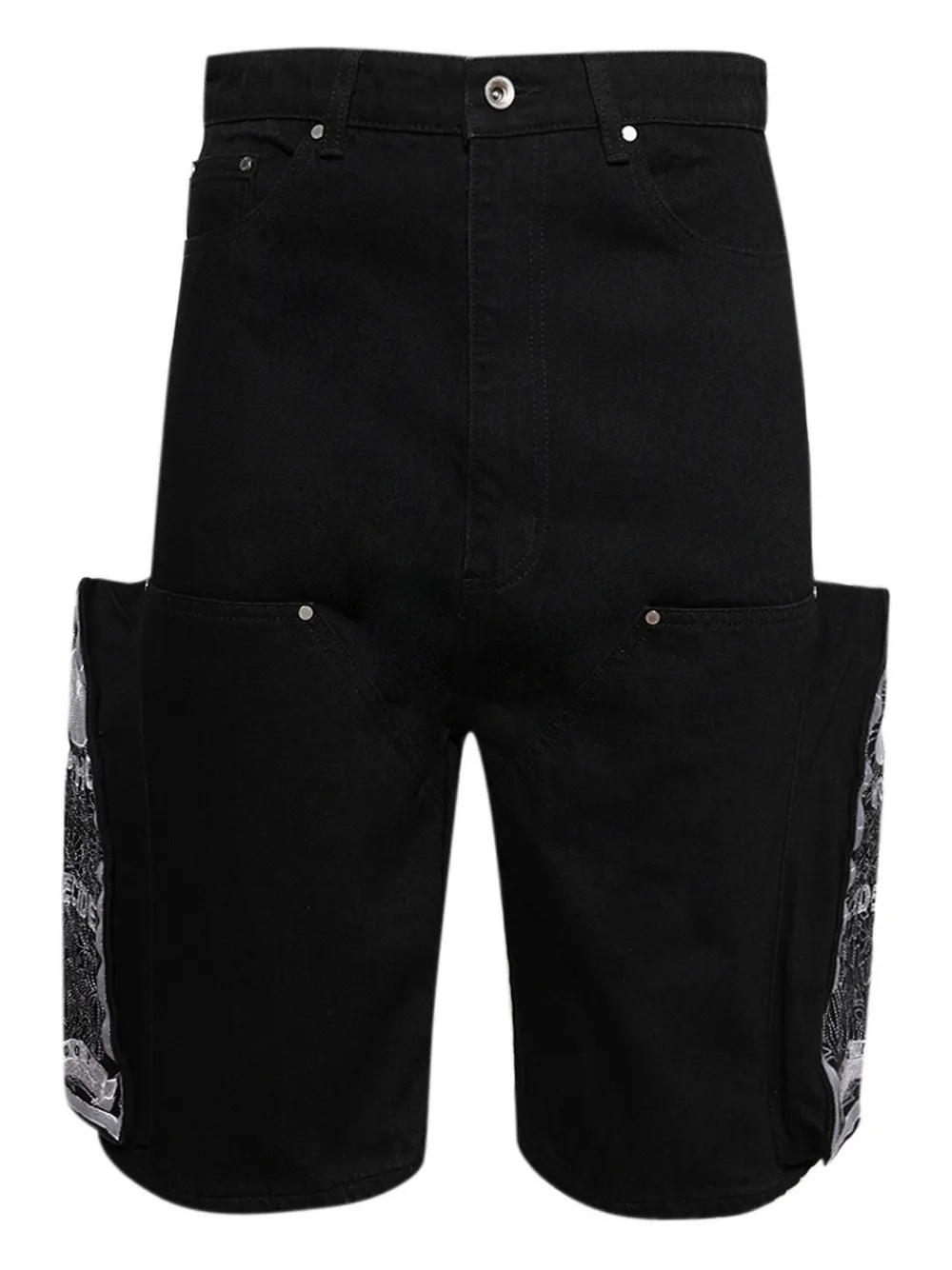 Who Decides War embroidered cargo shorts - Nero