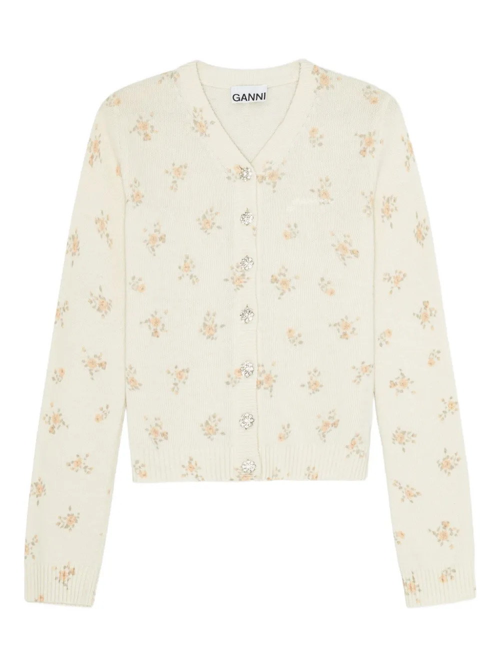 GANNI floral cardigan - Toni neutri