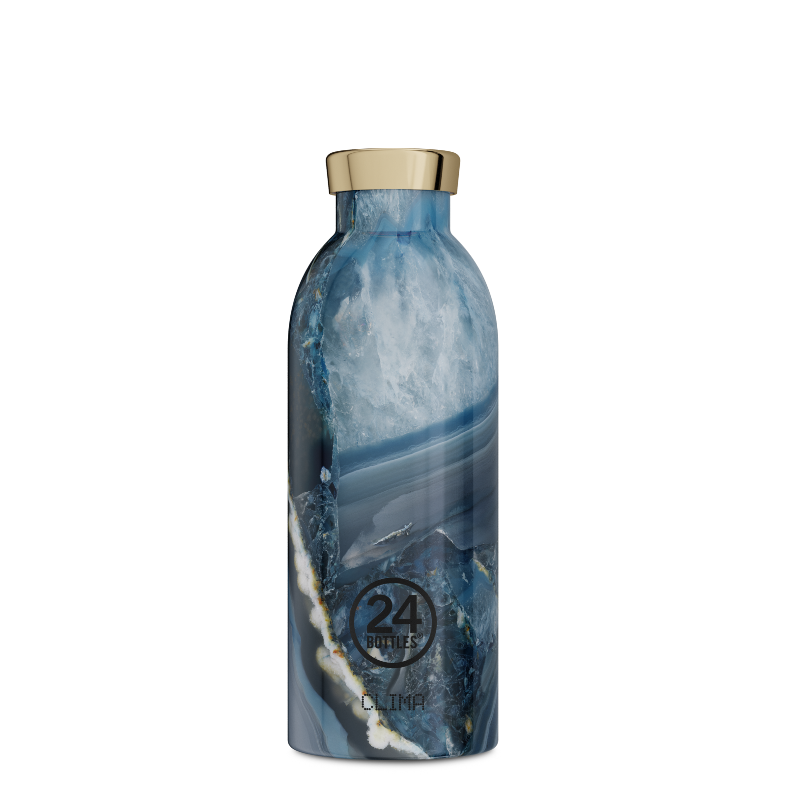 Borraccia Termica in acciaio inox, ermetica 500 ml, Blu, con Decorazione, Clima Bottle Agate - 24Bottles