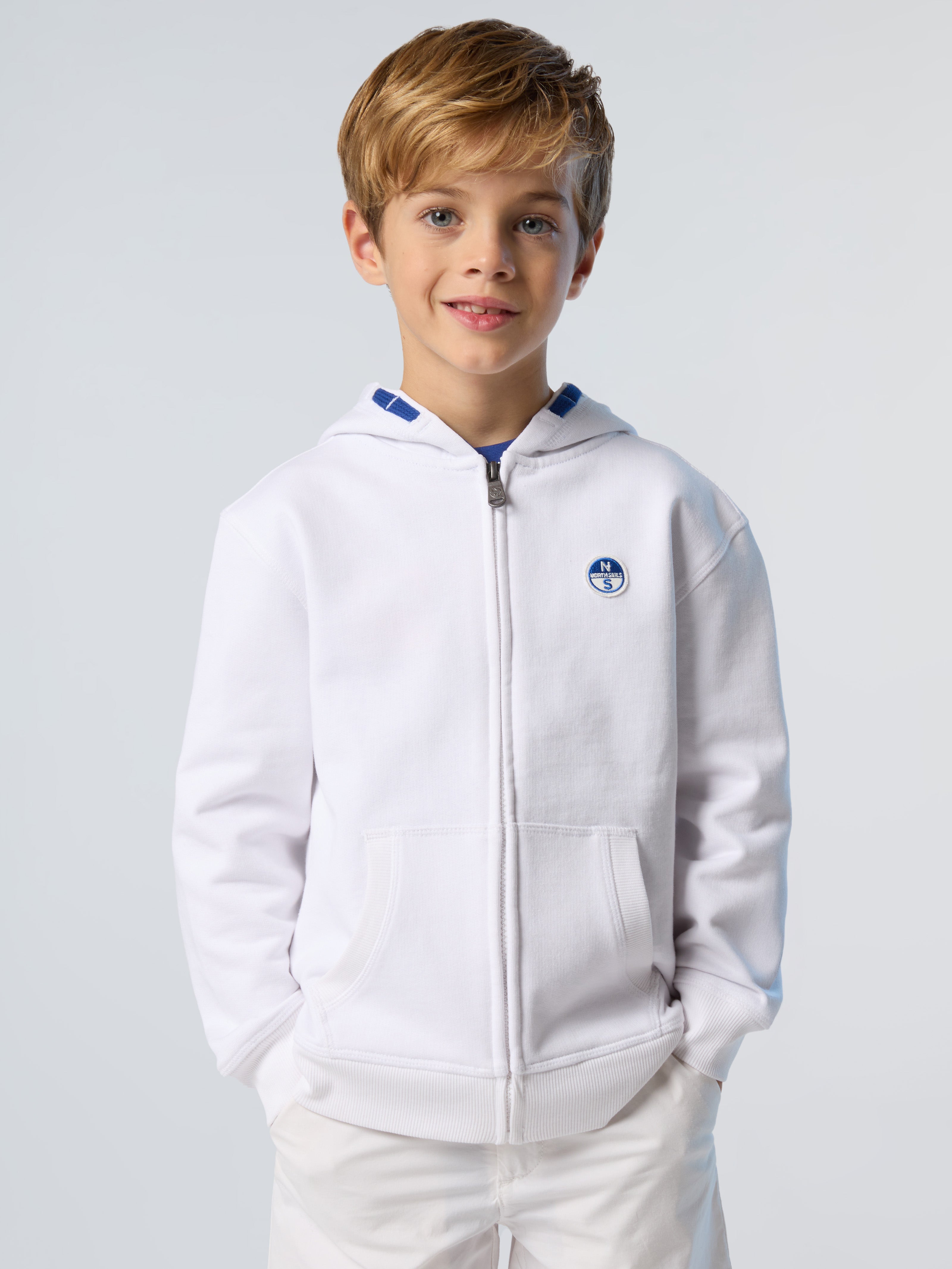 North Sails - Felpa hoodie con zip e logo