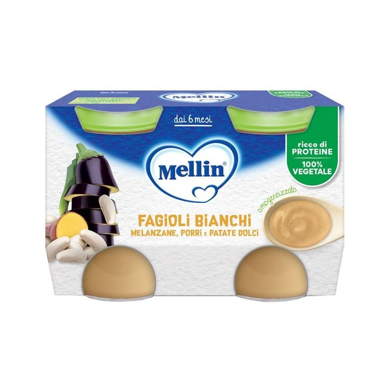 Mellin - Danone Mellin Omogeneizzato Fagioli Bianchi E Melanzane 2 Pezzi Da 130 G