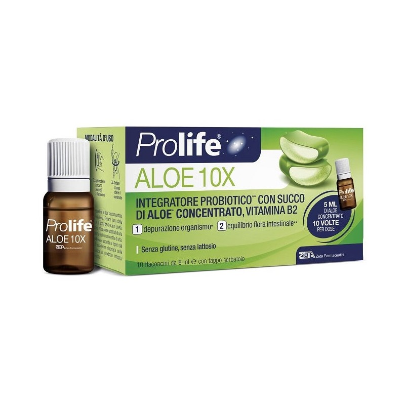 Zeta Farmaceutici - Prolife Aloe 10X Integratore di fermenti lattici vivi 10 Flaconcini x 8 ml
