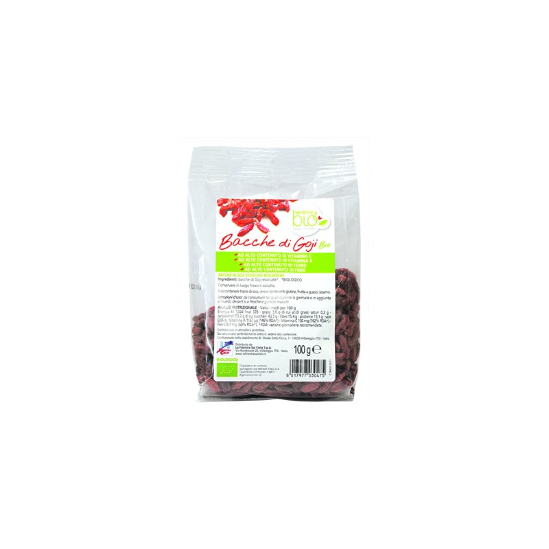 La Finestra sul Cielo - Biotobio Fsc Semplice&bio Bacche Di Goji Bio Ad Alto Contenuto Di Fibra 100 G