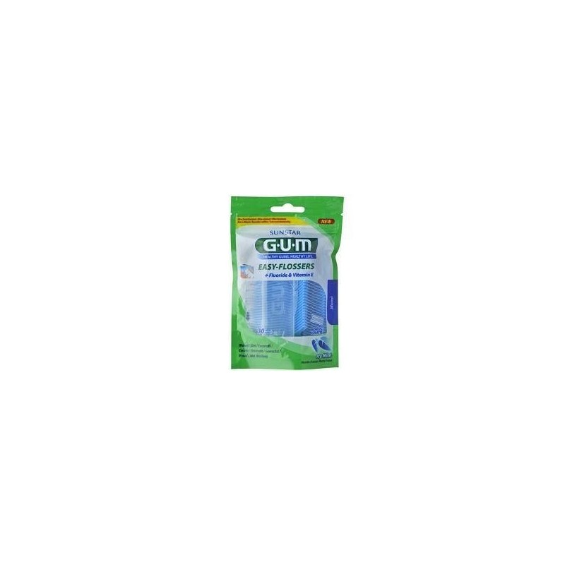 Gum - Sunstar Italiana Gum Easy Flossers Forcella 30 Pezzi New