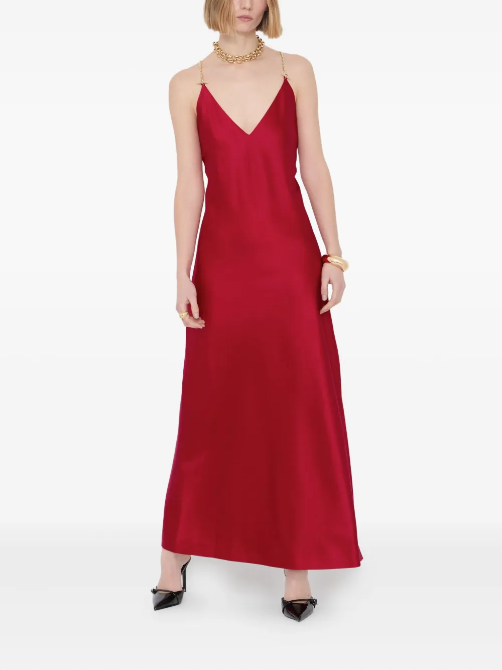 Danamé Selena chain-detail slip dress - Rosso