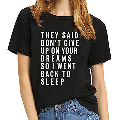 Wodceeke Top Casual Da Donna, A Maniche Corte, Estiva, Con Stampa Di Lettere, Nero, Xxl