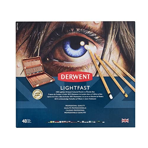 Derwent Lightfast Set Di 48 Matite Resistenti Alla Luce Con Anima Rotonda Da 4 Mm, Resistenza Elevata Del Nucleo E Consistenza Cremosa, Adatte Al Dise