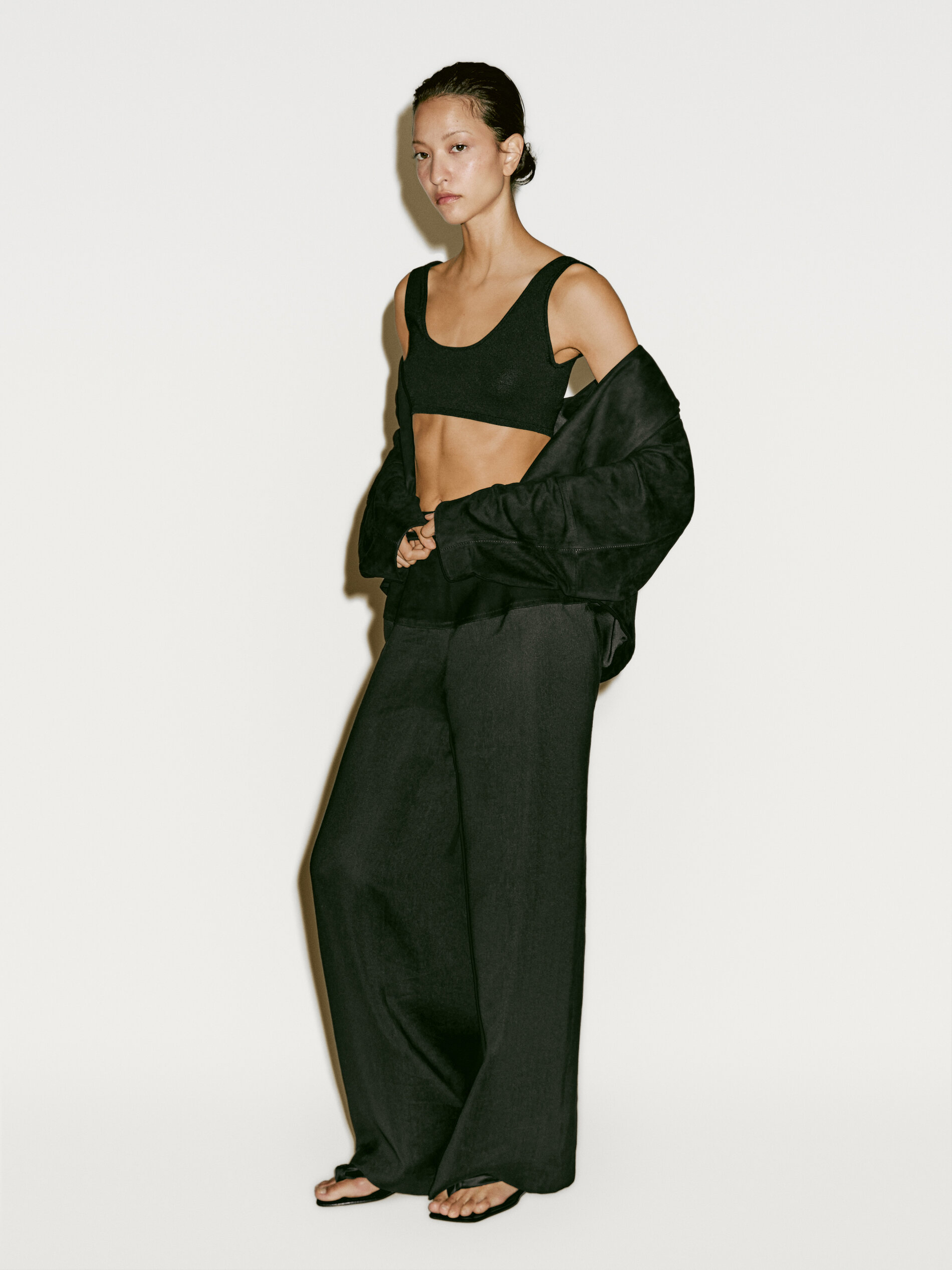 Bralette In Maglia Sottile Con Spalline - Limited Edition - Nero - M - Massimo Dutti - Femminile