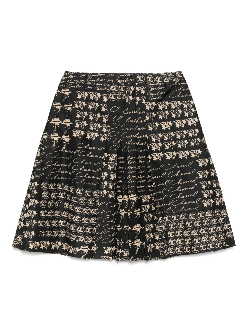 CHANEL Pre-Owned 2006 graphic-print skirt - Nero