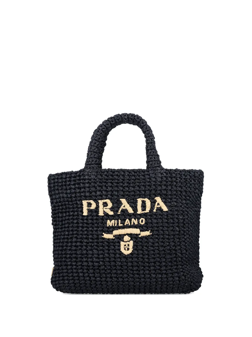 Prada raffia logo tote bag - Nero