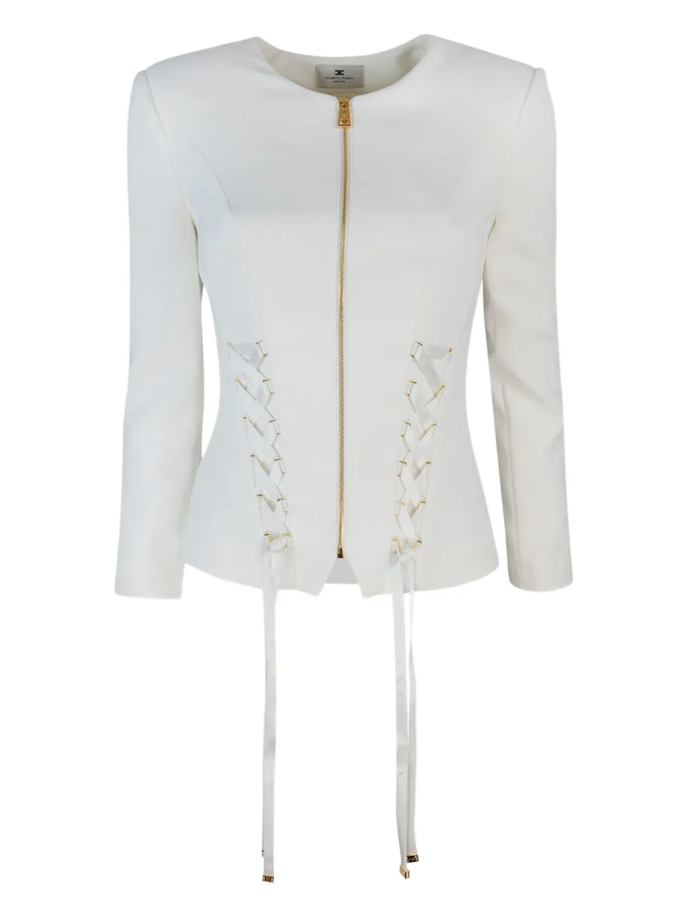 Elisabetta Franchi criss-cross straps fitted jacket - Bianco