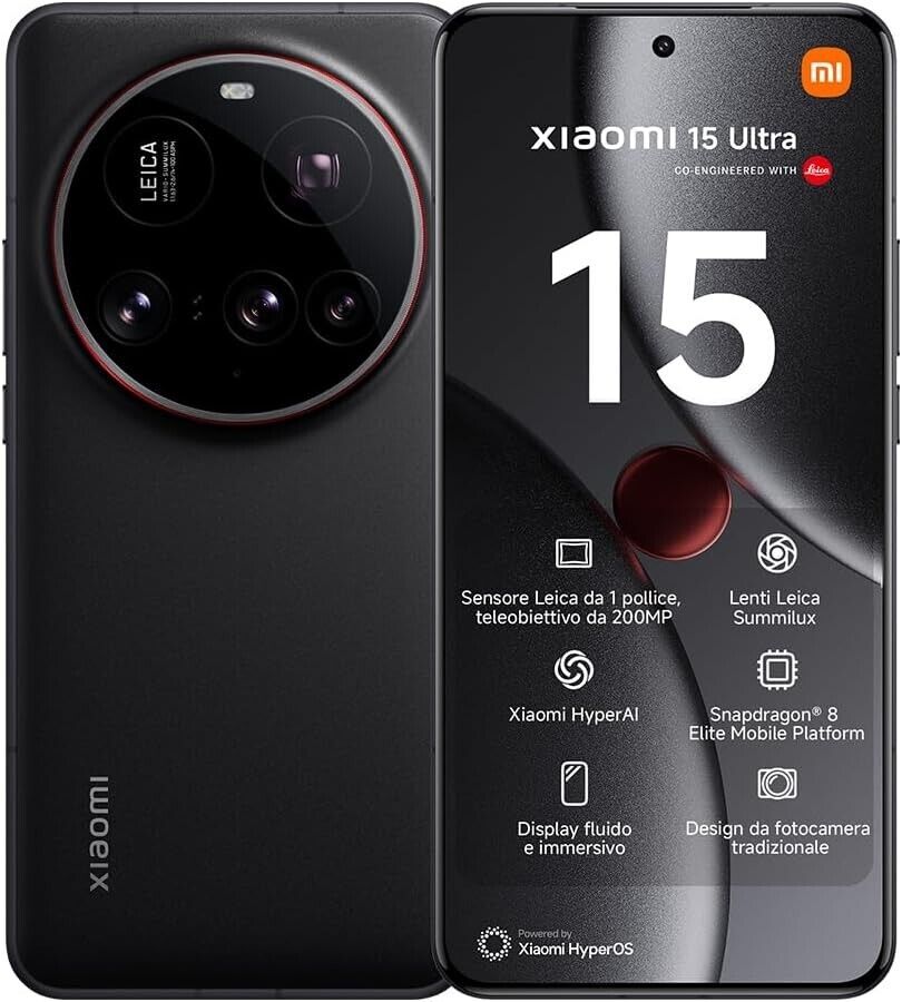 Cellulare Smartphone Xiaomi 15 Ultra 5G 6,73" 16+512GB Dual Sim LEICA NERO