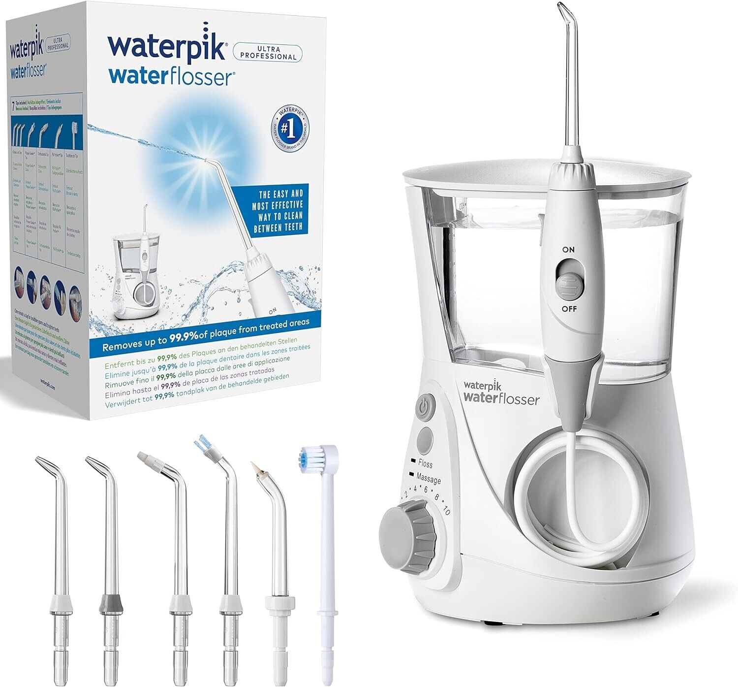 Idropulsore Dentale Waterpik Ultra Professional con 7 Testine Bianco