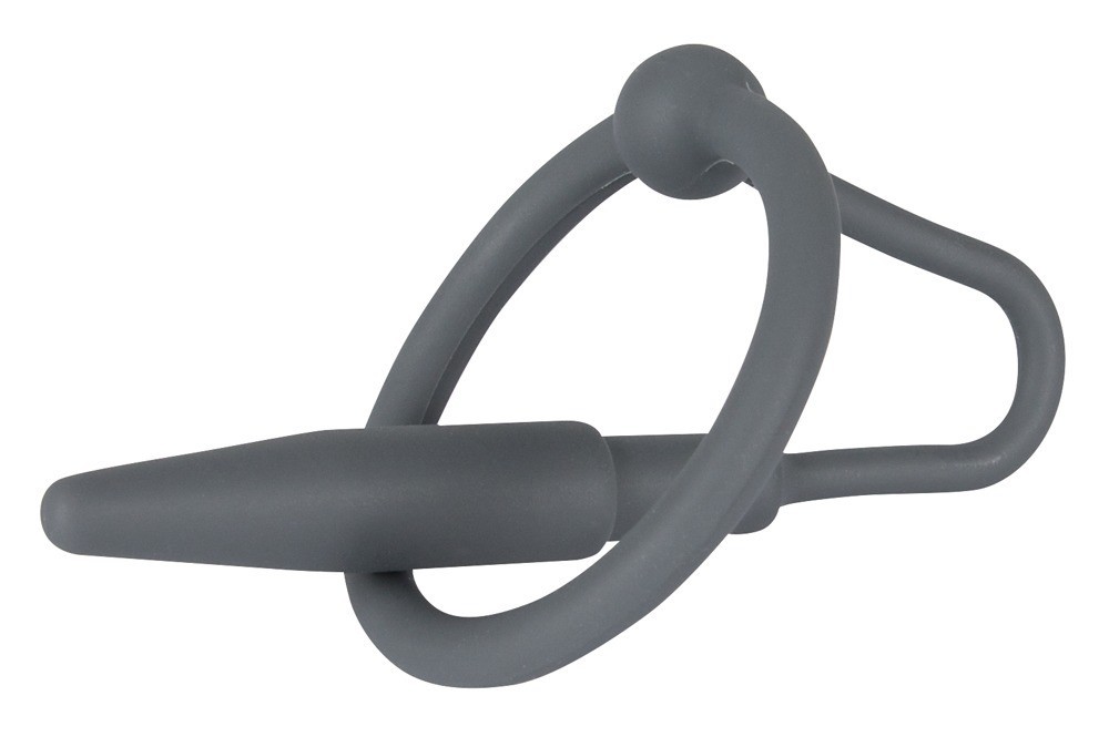 anello nero in silicone con dilatatore uretrale stimolatore per uretra uomo