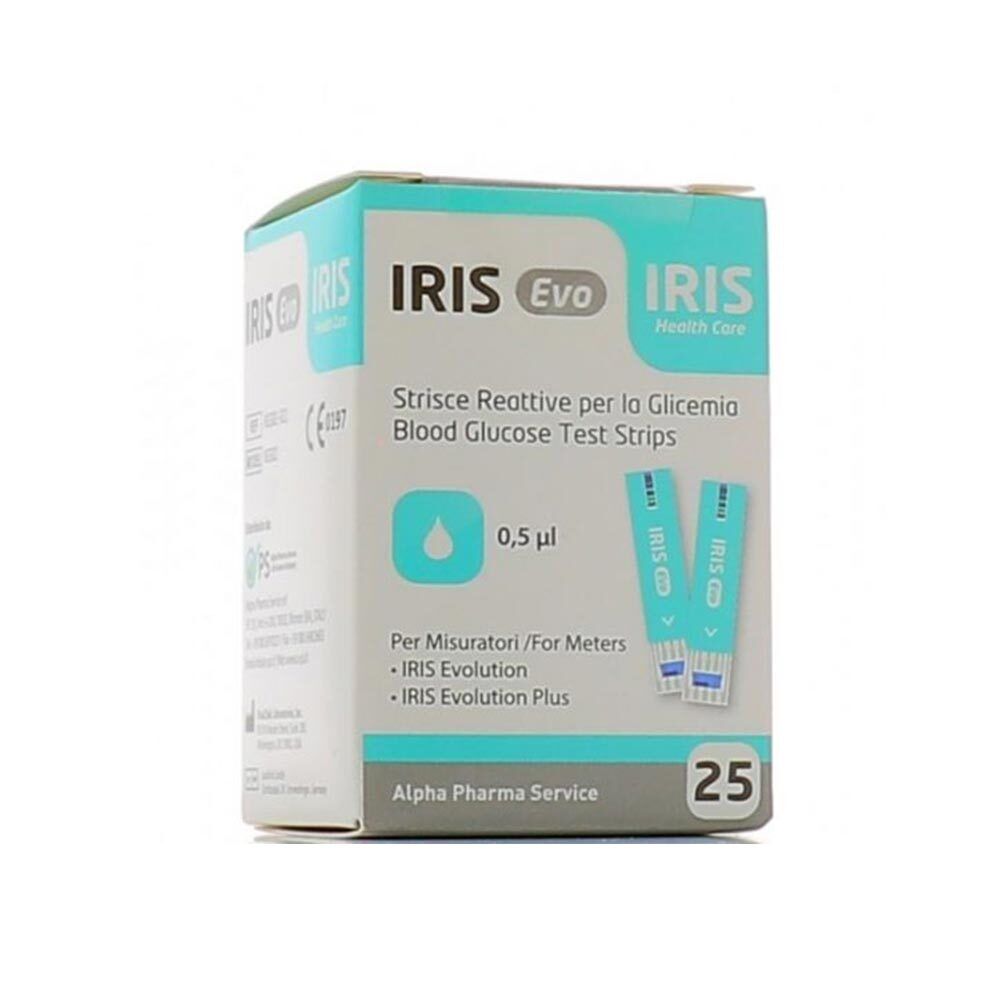 Alpha Pharma Iris Evo Strisce Reattive per la Glicemia, 25 Strisce