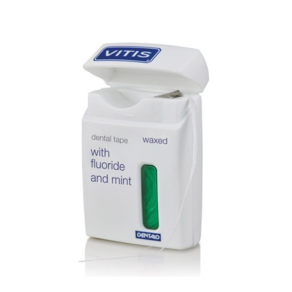 Vitis Dental Tape con Cera Fluoro e Menta Nastro Interdentale Cerato, 50m