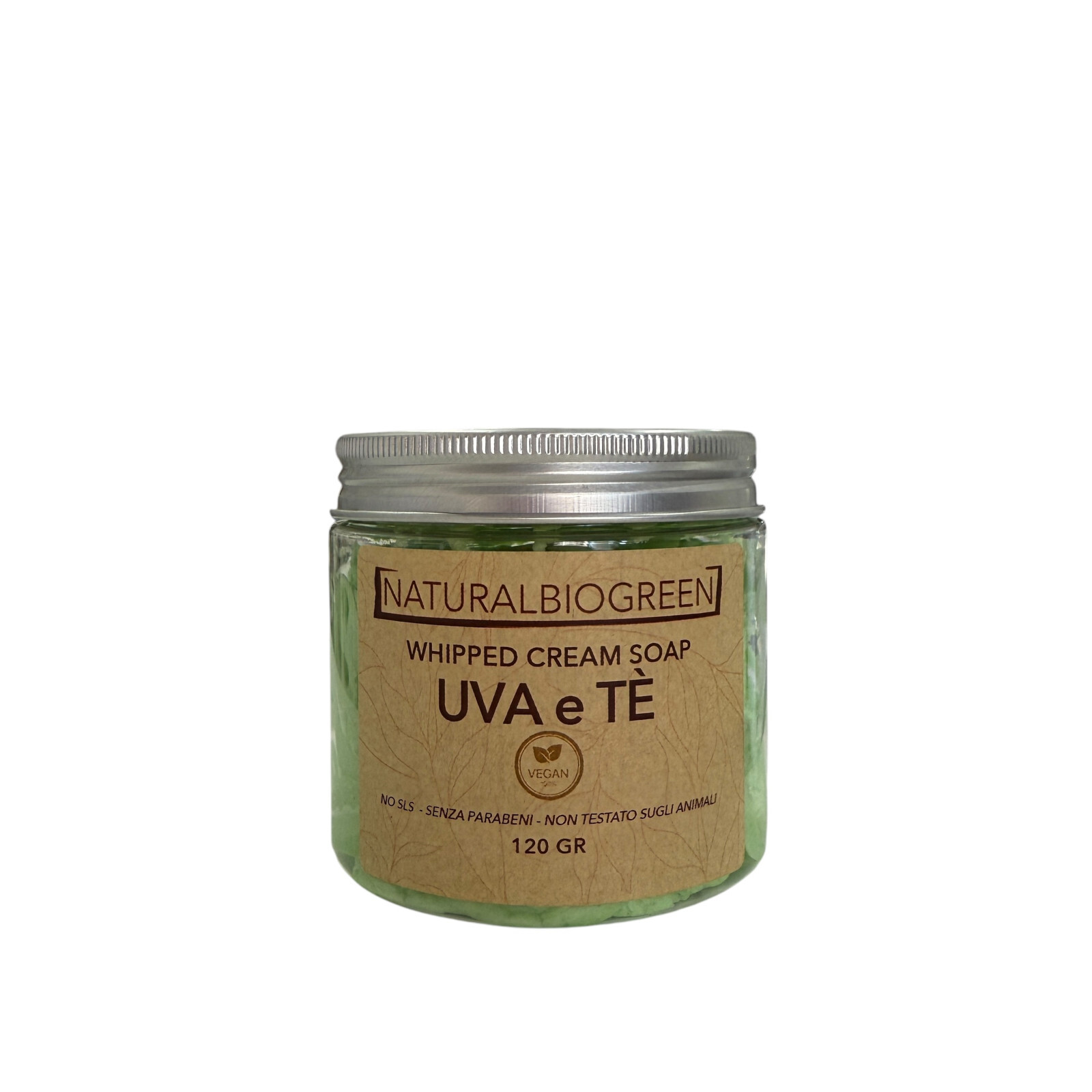 Naturalbiogreen Whipped Cream Soap Sapone in Crema UVA e TÈ Vegan 120 gr
