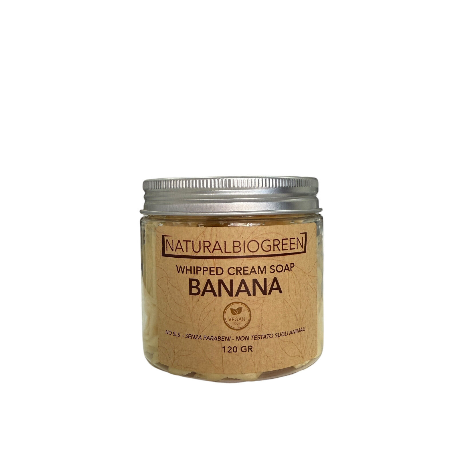 Naturalbiogreen Whipped Cream Soap Sapone in Crema BANANA Vegan 120 gr