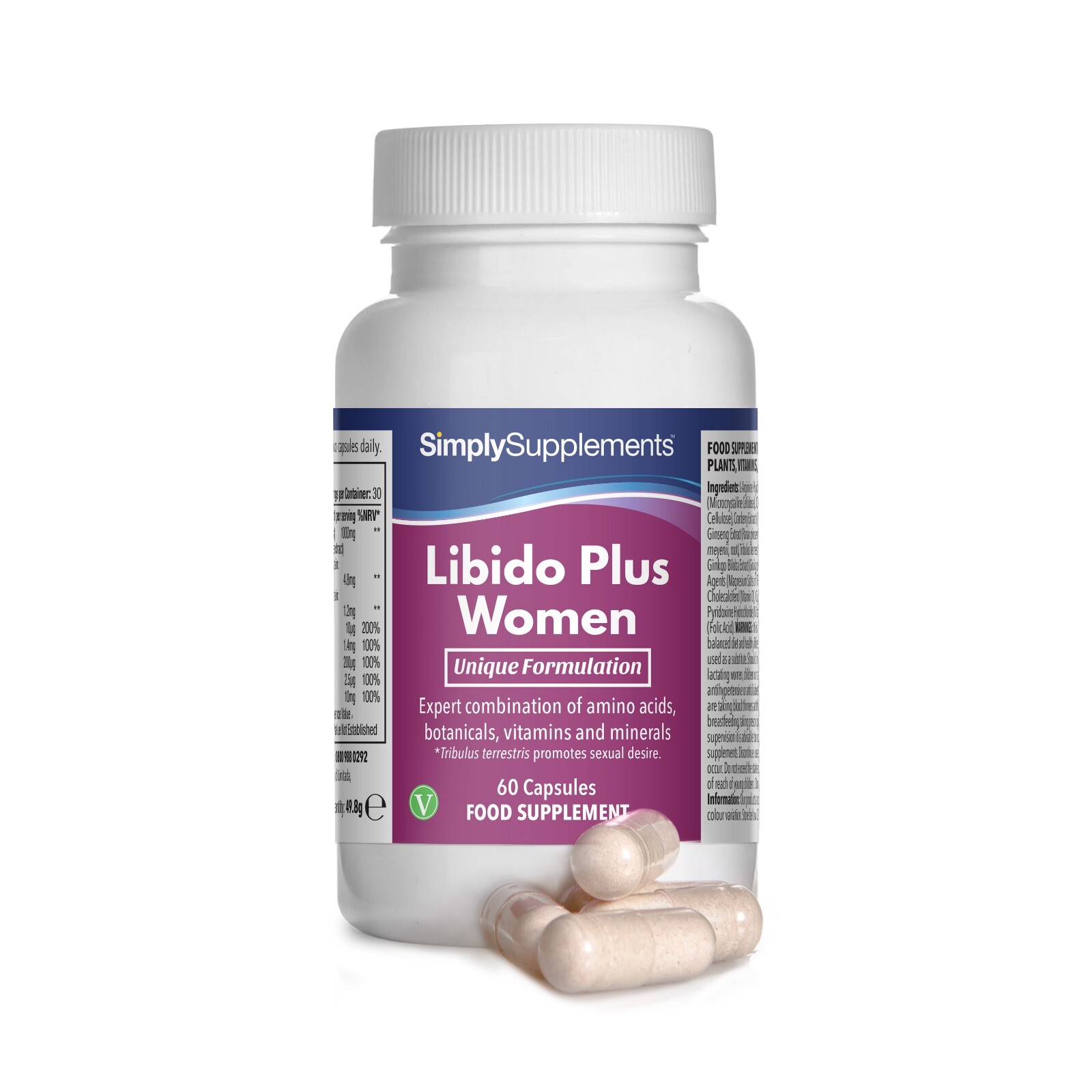 Libido Plus per donne con tribulus terrestris e ginseng - 60 Capsule