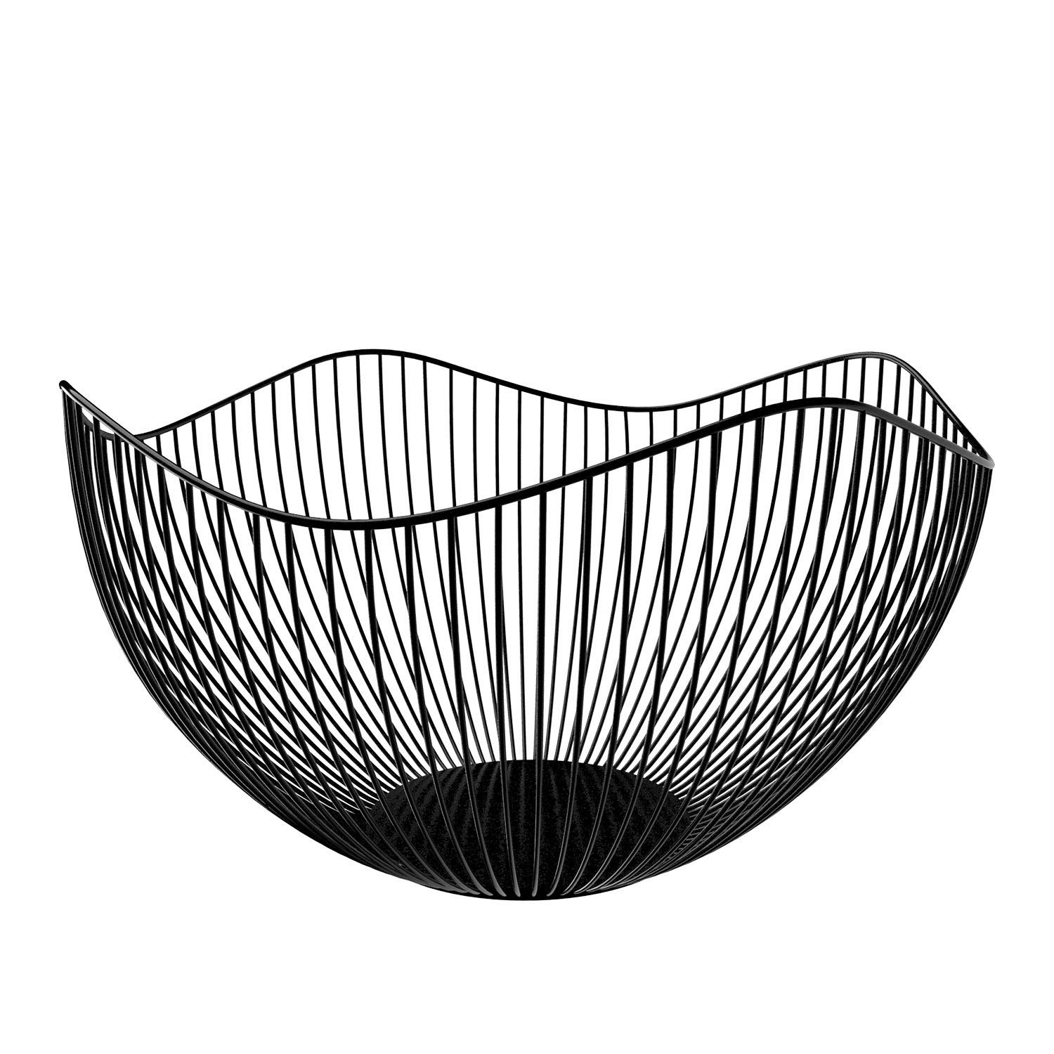 DMAR Portafrutta Fruttiere Metallo Moderno 25 x 14 cm Nero Grande Cestino per Fr